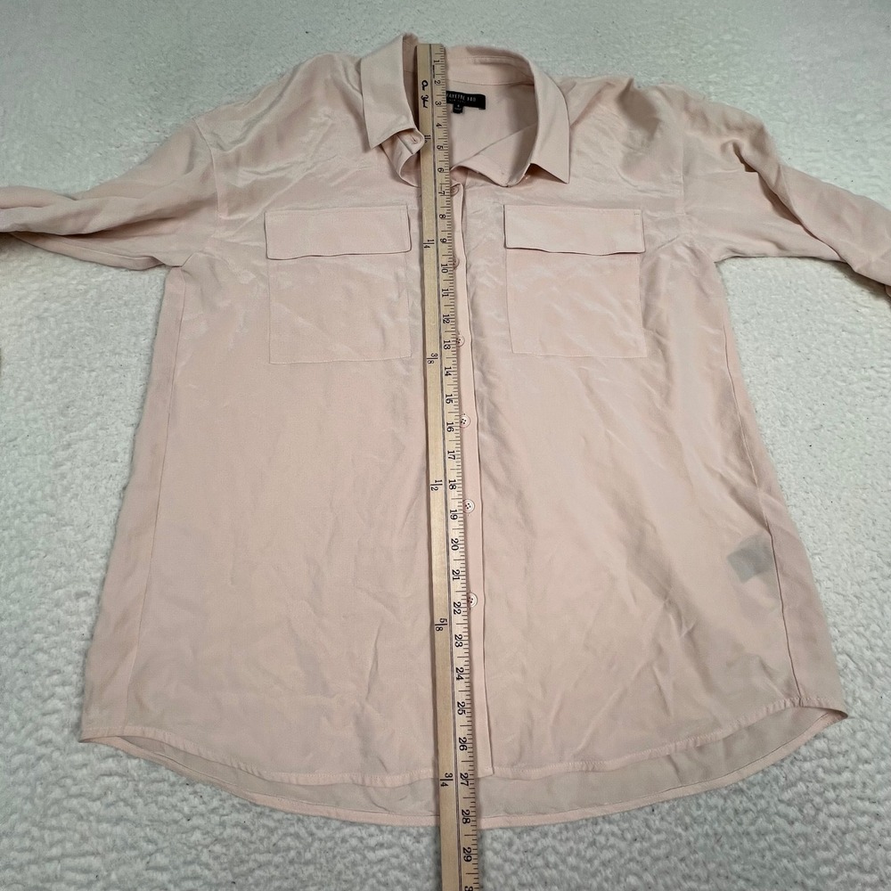 Lafayette 148 Silk Button Front Shirt Women Small Pink Long Sleeve Pocket Luxury - Picture 7 of 12